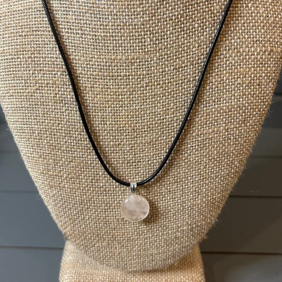 Natural Stone Circle Pendant Set of 5 Colors with Black Cord - Picture 3 of 5